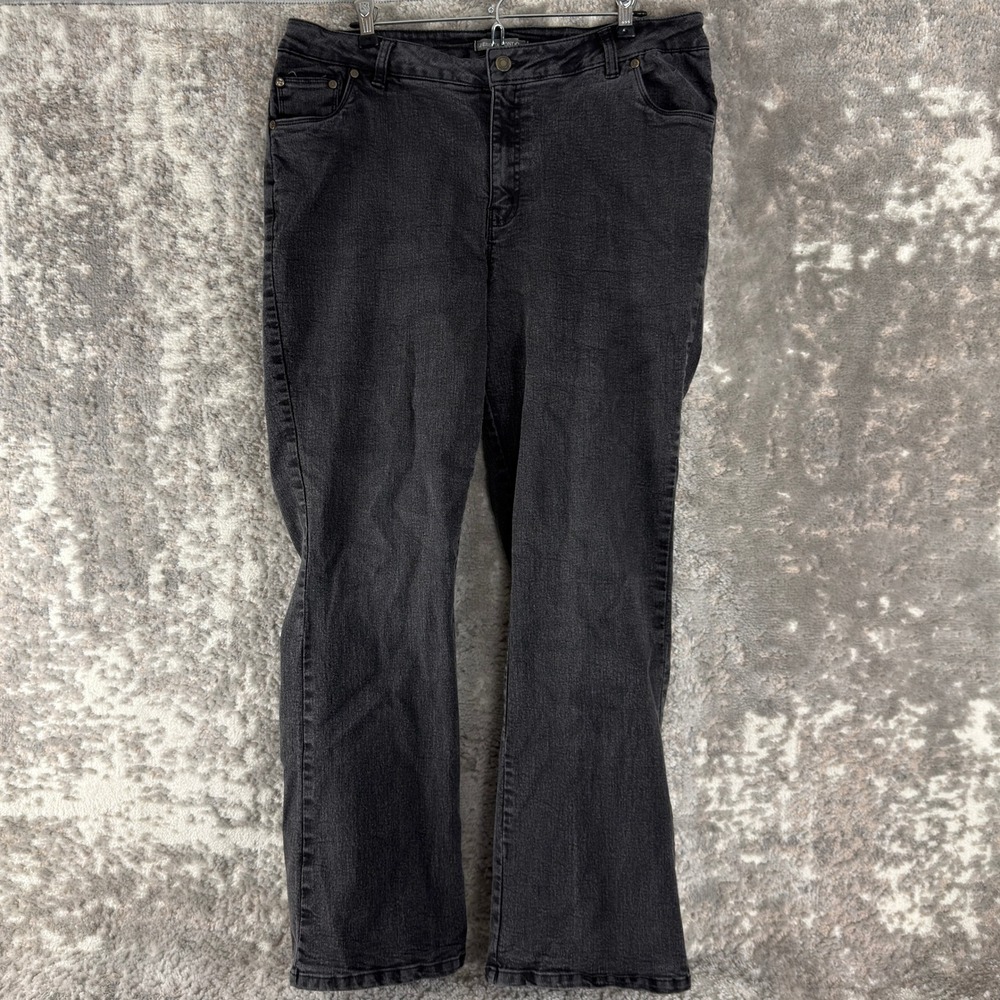 Jessica London Plus Size 18W Stretch Denim Bootcut Jeans Black Womens